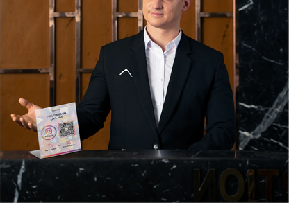 NFC Instagram Stand On Reception Desk