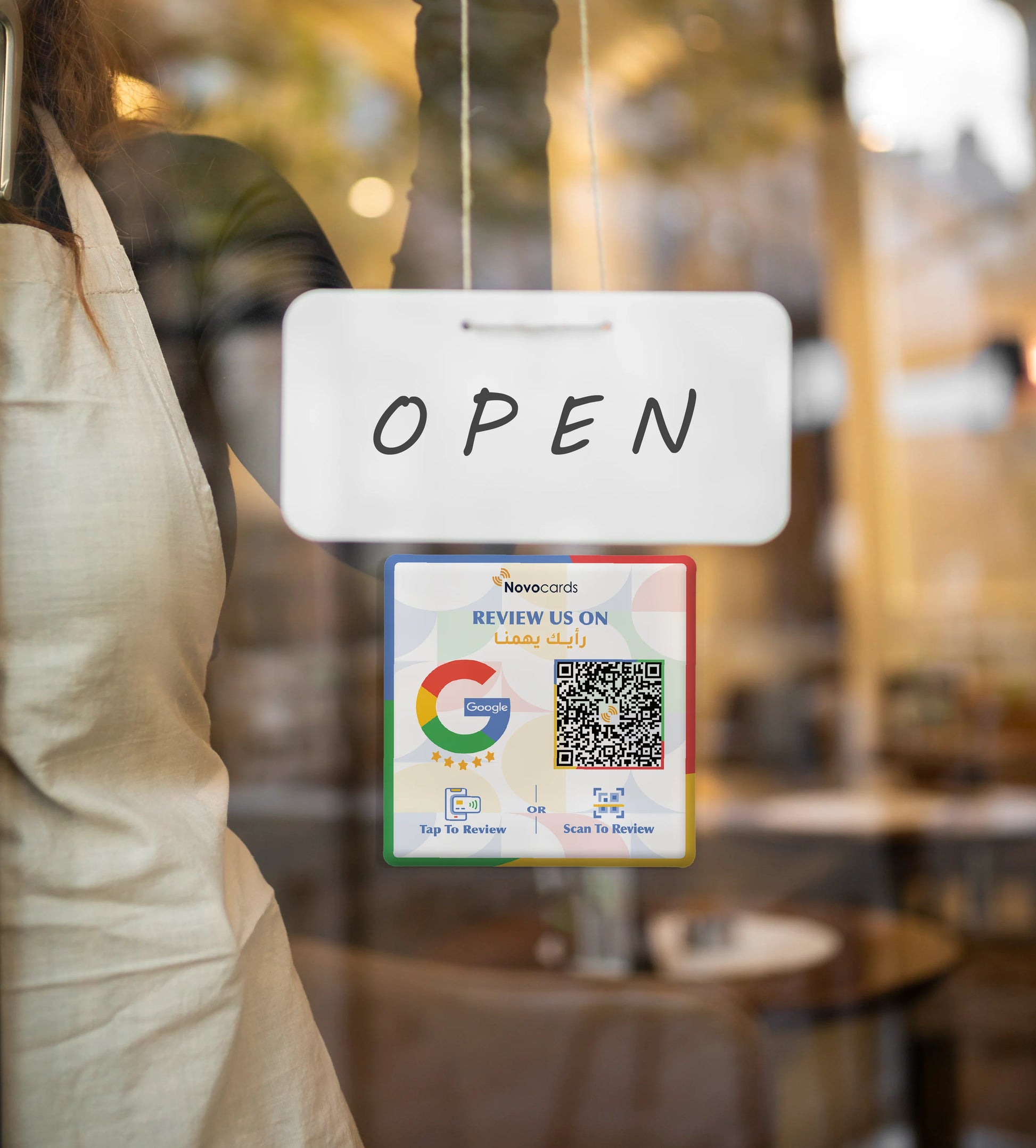 NFC Google Review Sticker On Shop Glass